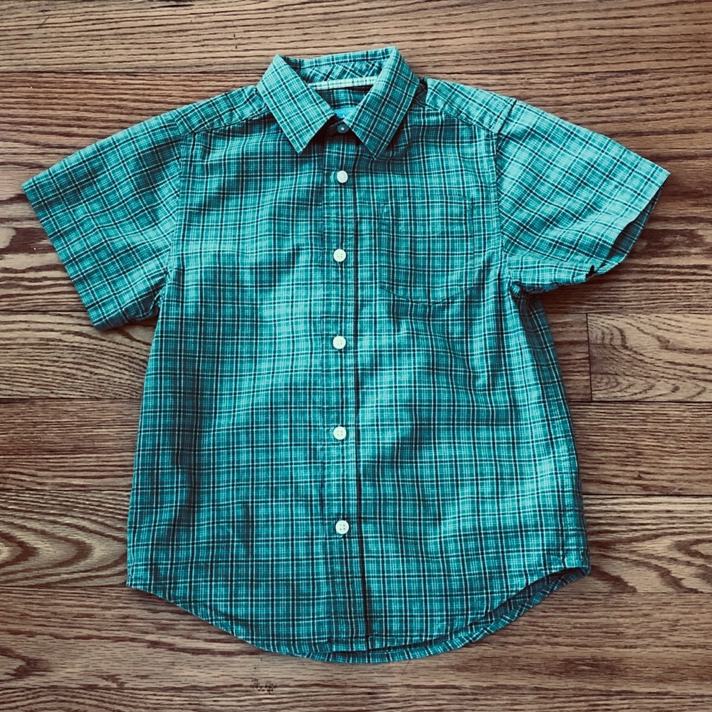 The Children’s Place Bits Green Plaid Dress Shirt
